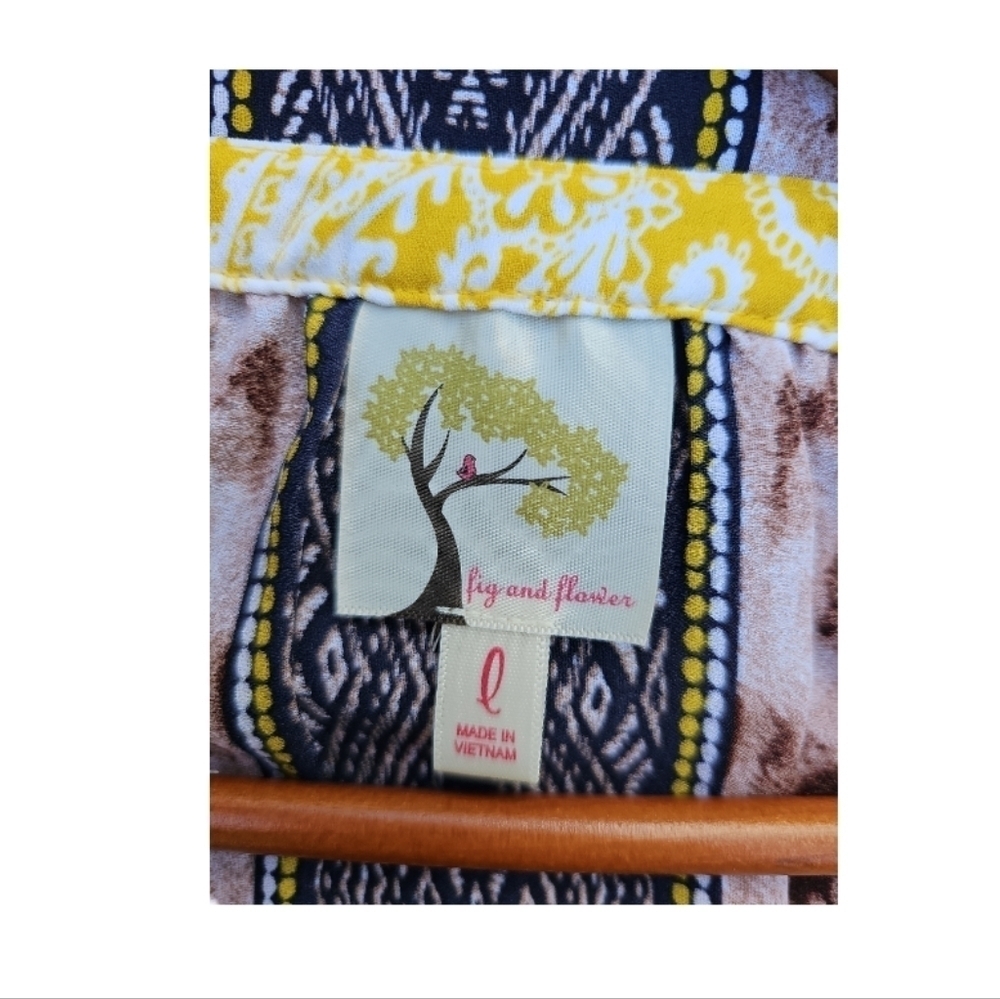 Anthropologie Fig and Flower Bohemian Multi Print Flowy Blouse Size L - Picture 5 of 5